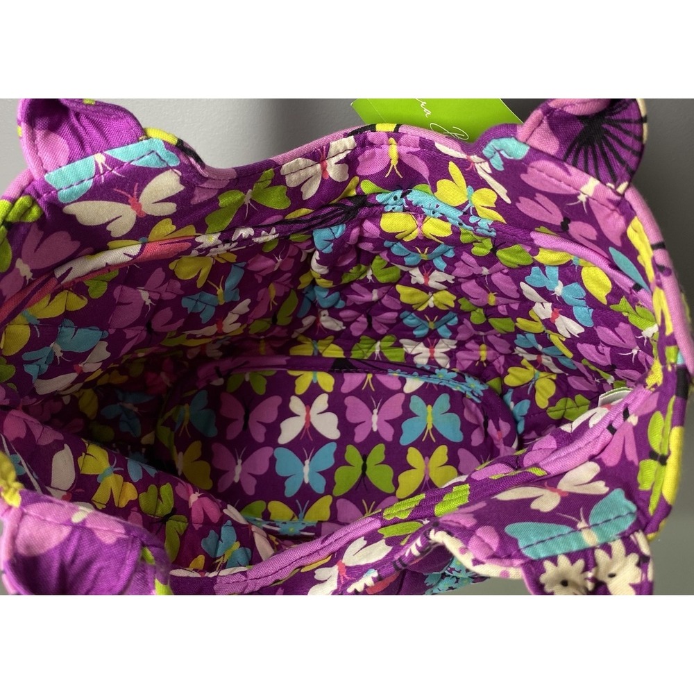Vera Bradley Flutterby Purse Shoulder Bag Purple Flower Butterfly NWT 8.5x12x4" - Picture 8 of 11